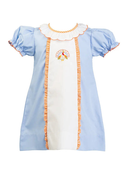 Proper Peony Girls Blue Tillman Turkey Thanksgiving Dress