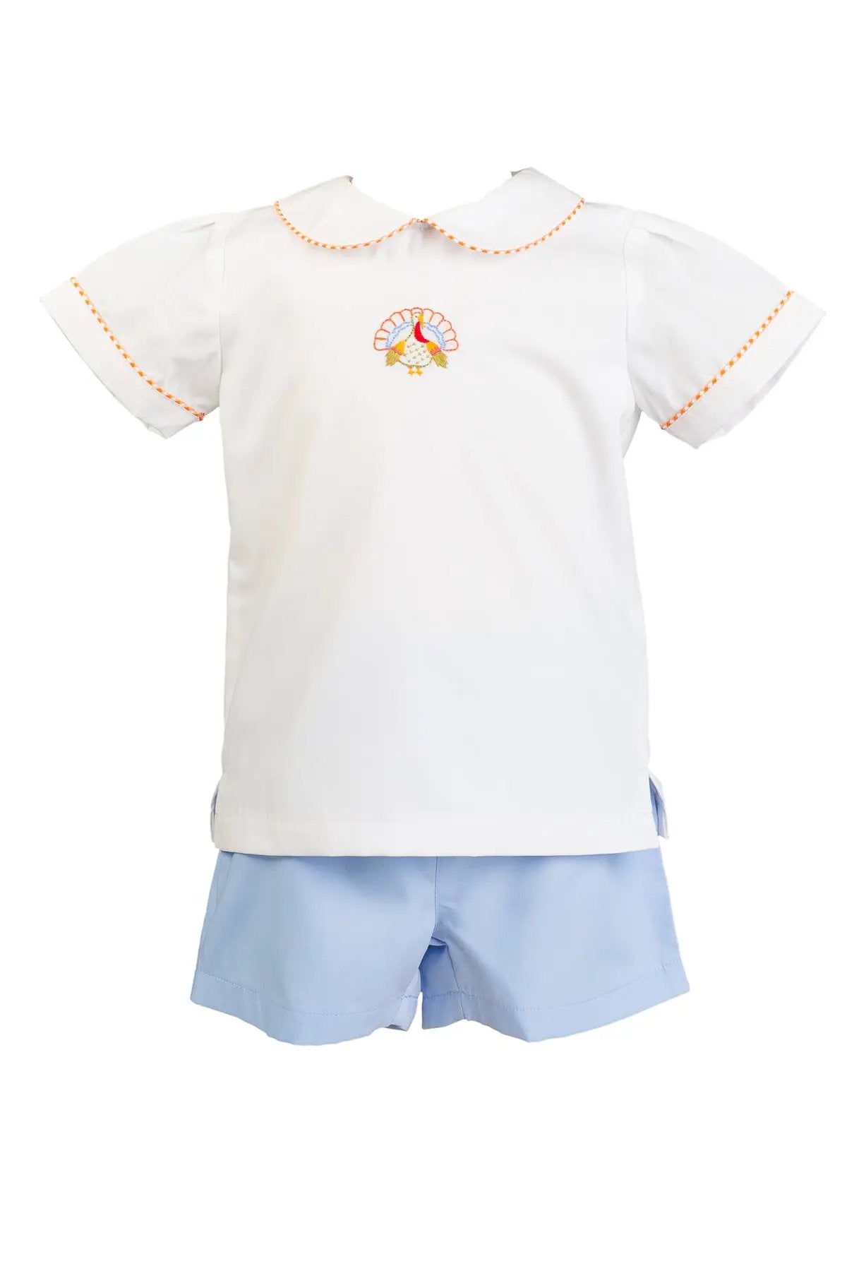 Proper Peony Boys Blue Tillman Turkey Thanksgiving Dressy Shorts Set