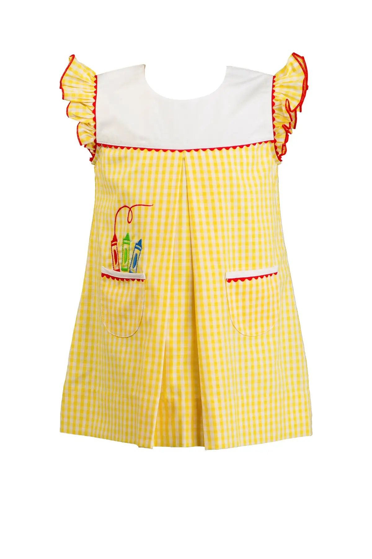 Proper Peony Girls Yellow Back to School Exeter Pencils Pocket Dress