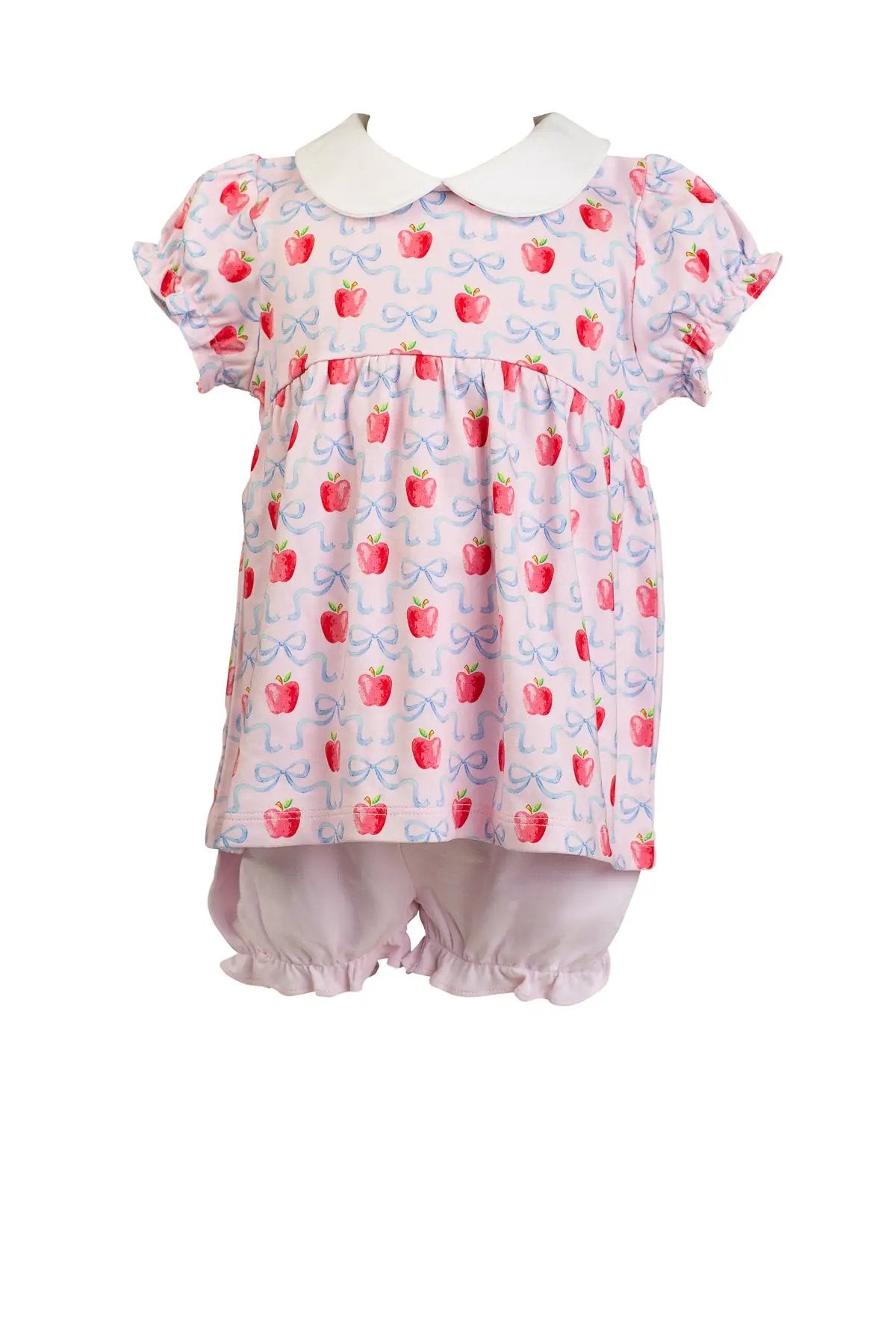 Proper Peony Toddler Girls Pink Pima School Apple Blossoms Bloomer Set by Proper Peony