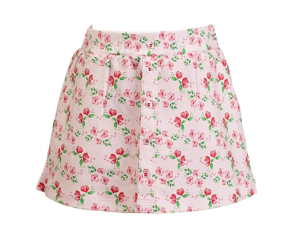 Proper Peony Pima Girls Pink Zinnia Blooms Scallop Skort by Proper Peony