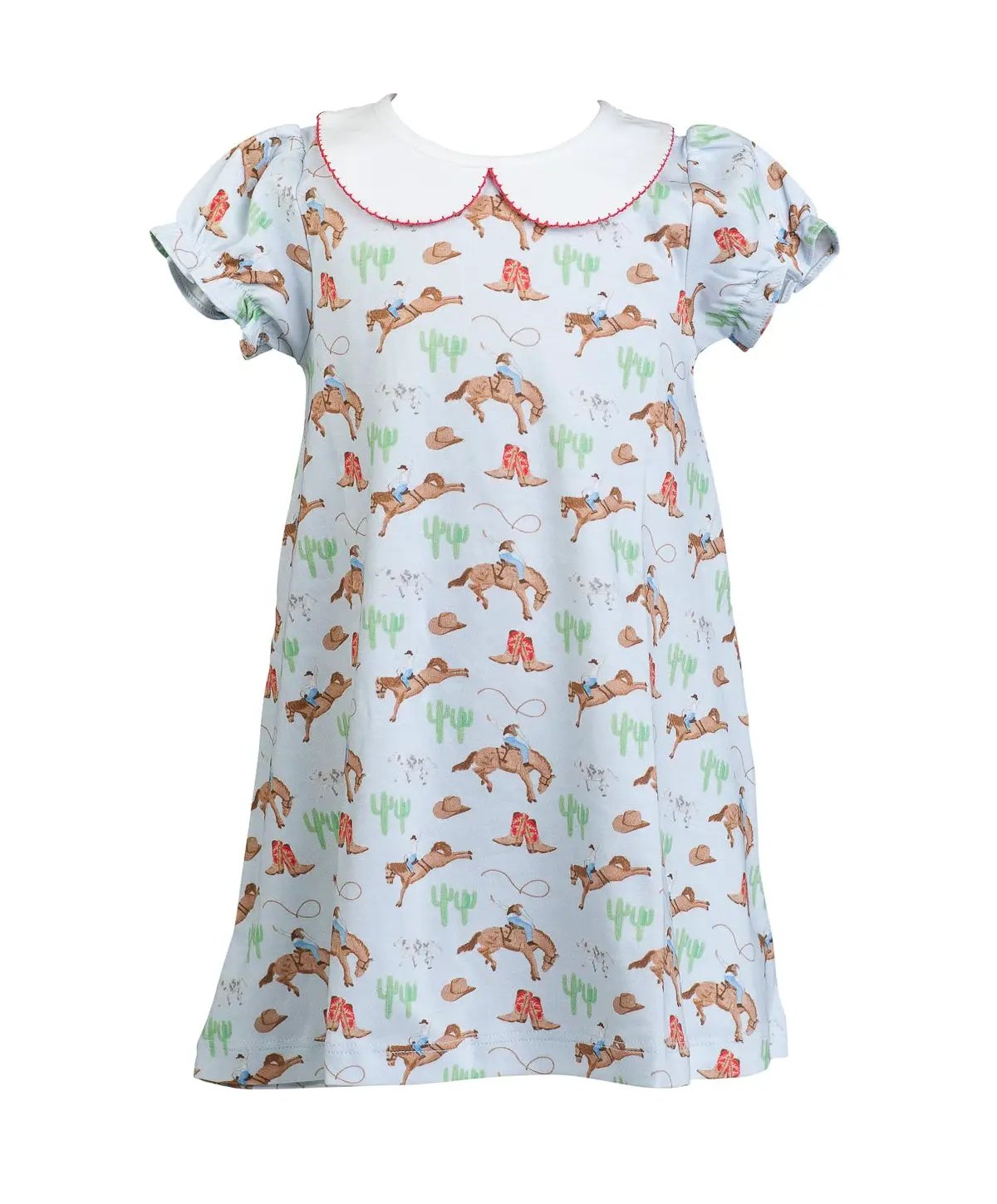 Proper Peony Girls Blue Ranch Life Aline Dress