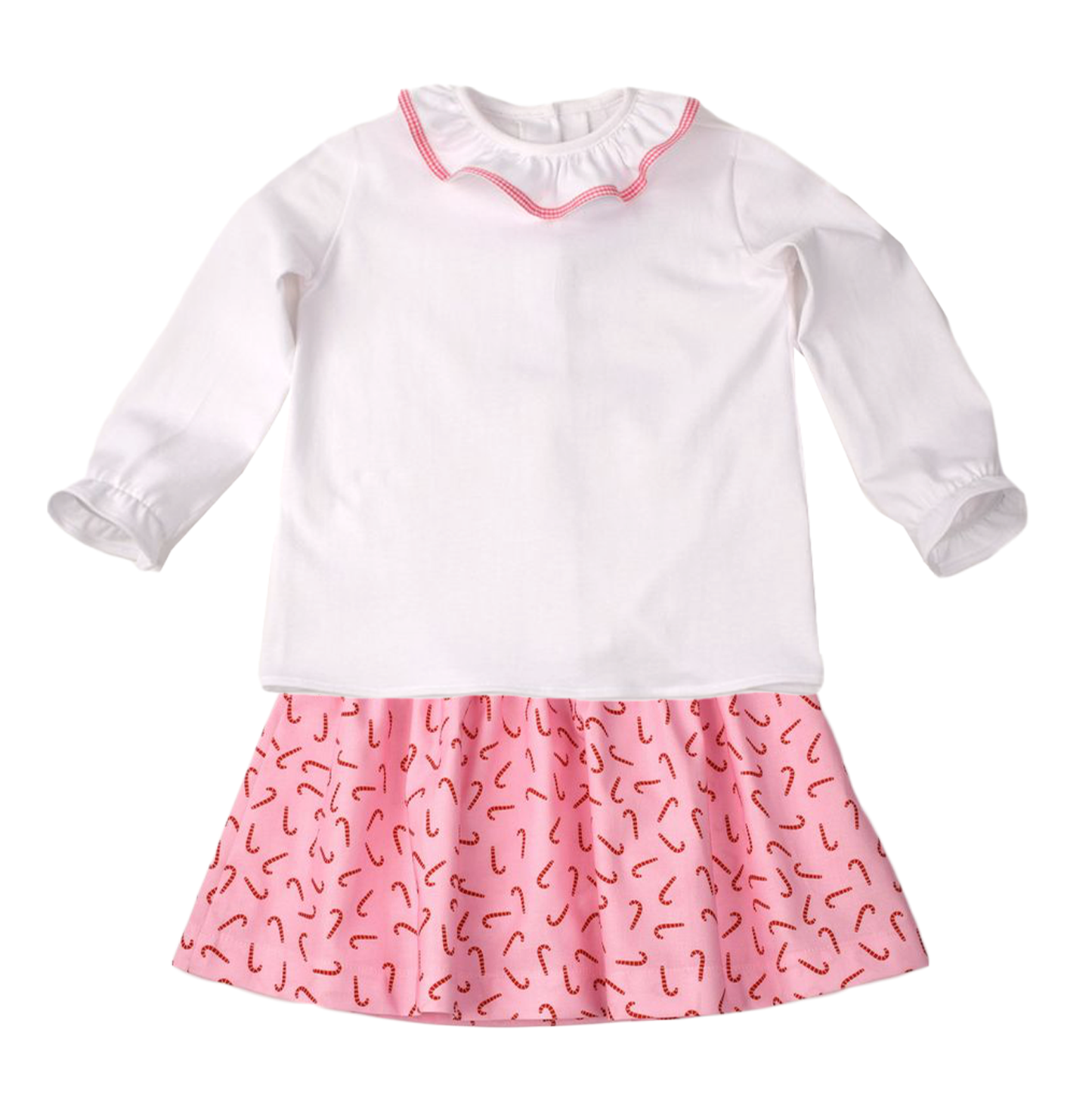 Funtasia Too Girls Pink Candy Canes Skirt with Ruffle Collar Top by Funtasia
