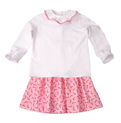 Funtasia Too Girls Pink Candy Canes Skirt with Ruffle Collar Top by Funtasia