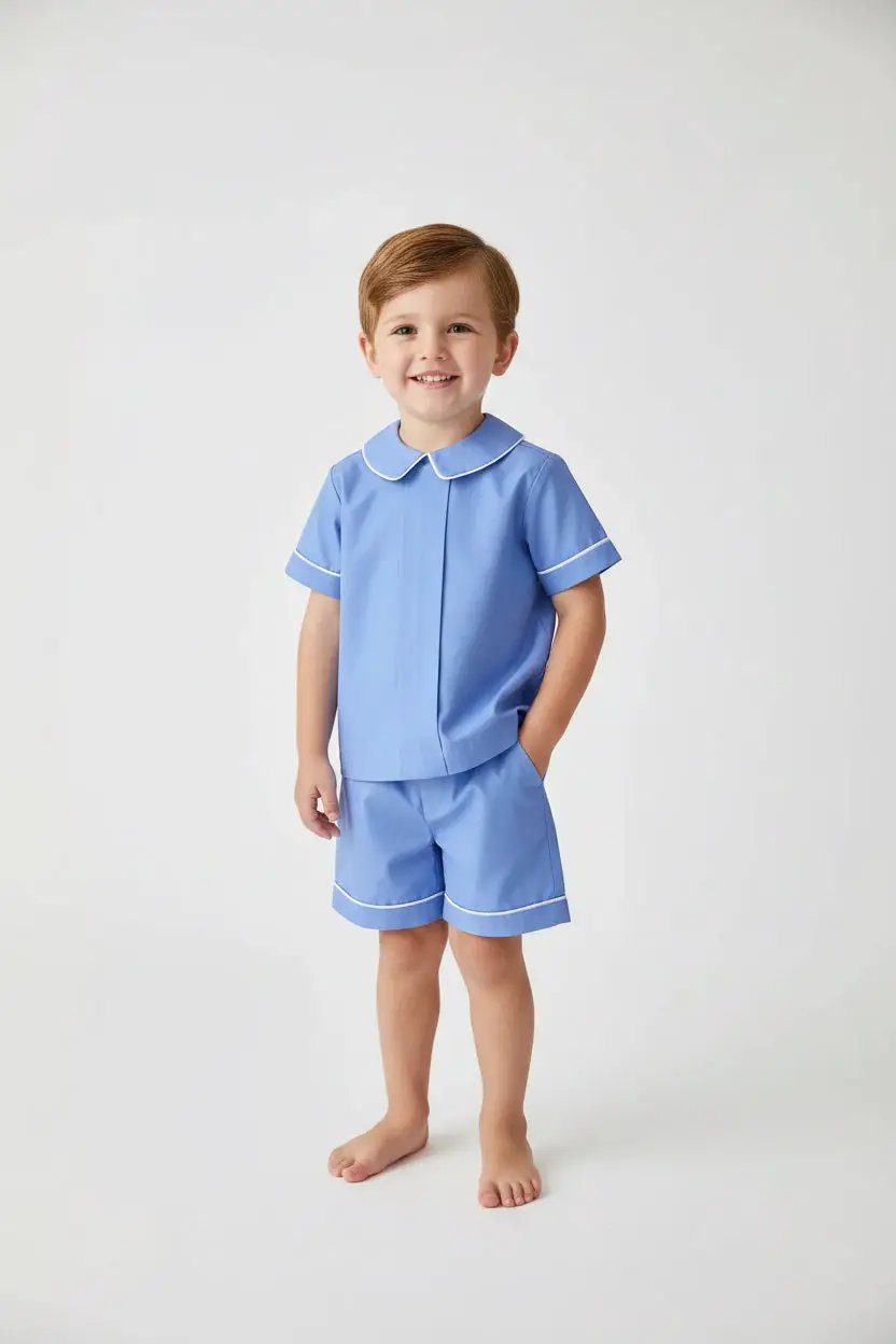 Funtasia Too Boys Dressy Shorts Set - Ceil French Blue