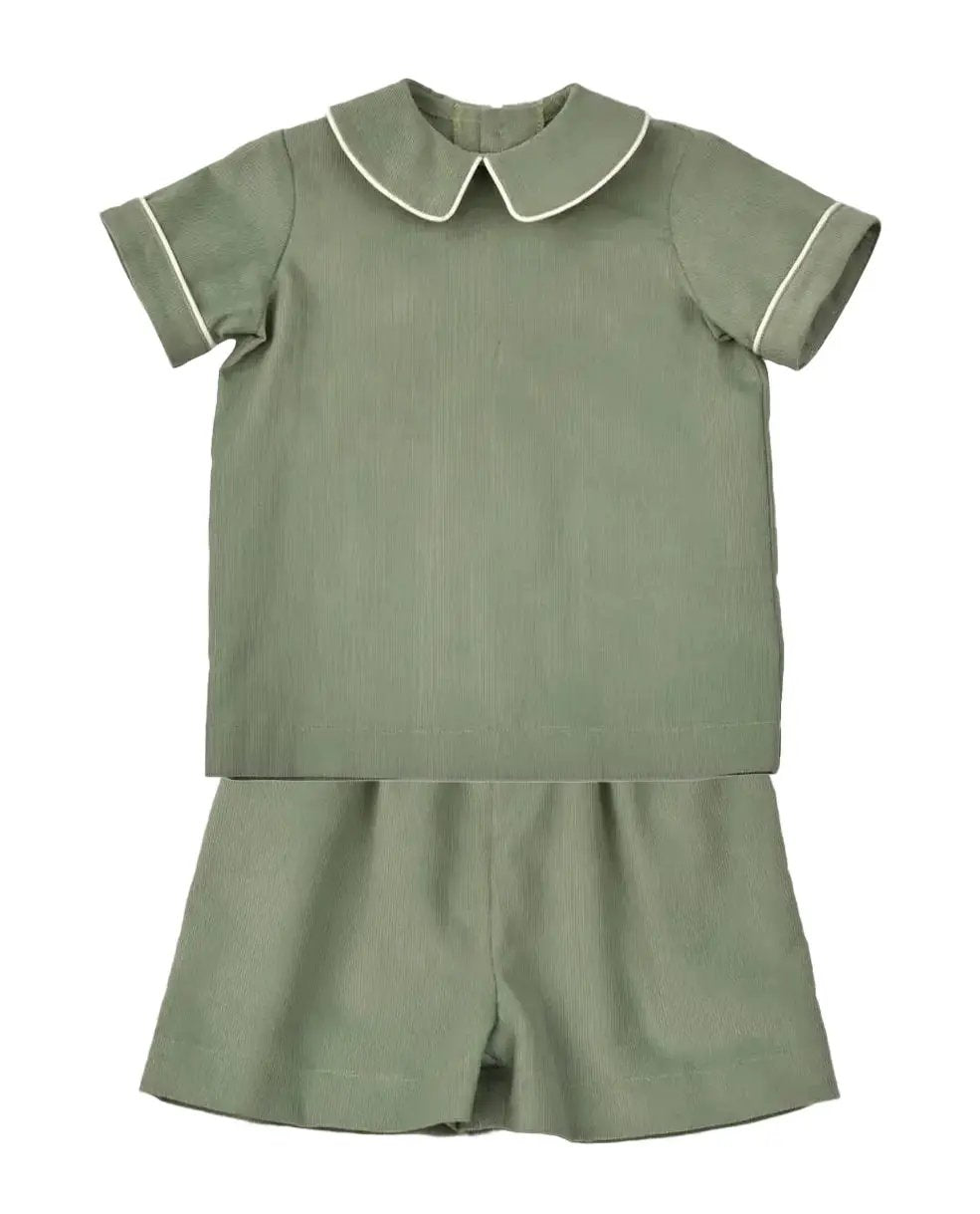 Funtasia Too Boys Dressy Shorts Set - Sage Green Corduroy