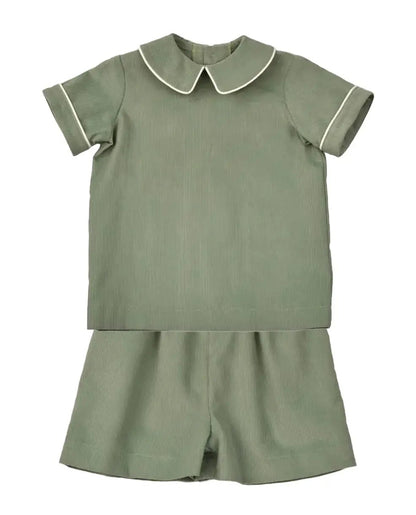 Funtasia Too Boys Dressy Shorts Set - Sage Green Corduroy