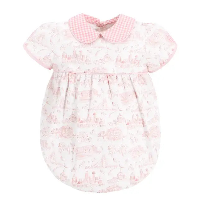 La Boutique by Dondolo Girls Bubble - Pink Dallas Texas Toile Print