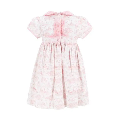 La Boutique by Dondolo Girls Dress - Pink Dallas Texas Toile Print by Dondolo