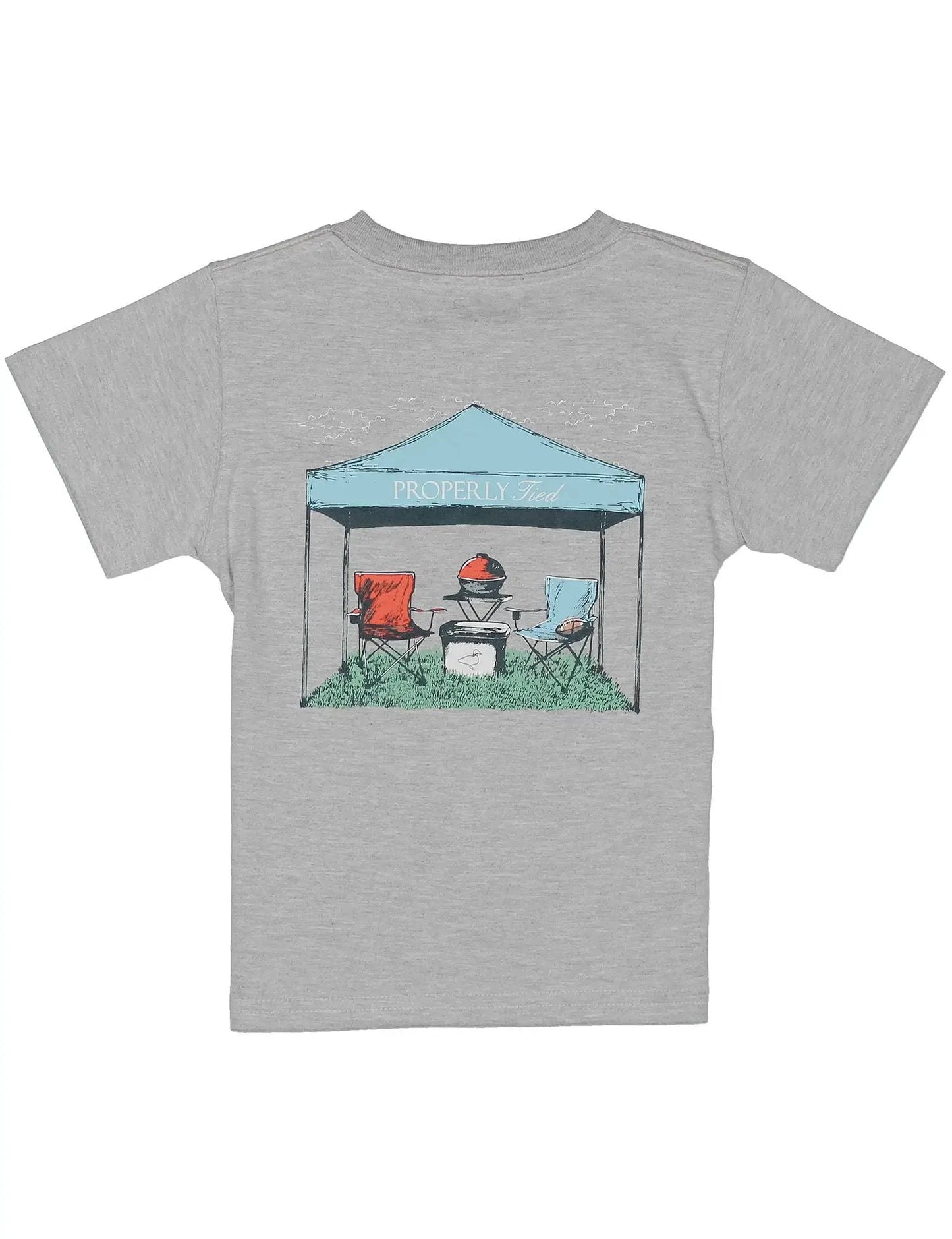 Properly Tied Boys Tailgate Short Sleeve Shirt - Light Heather Gray