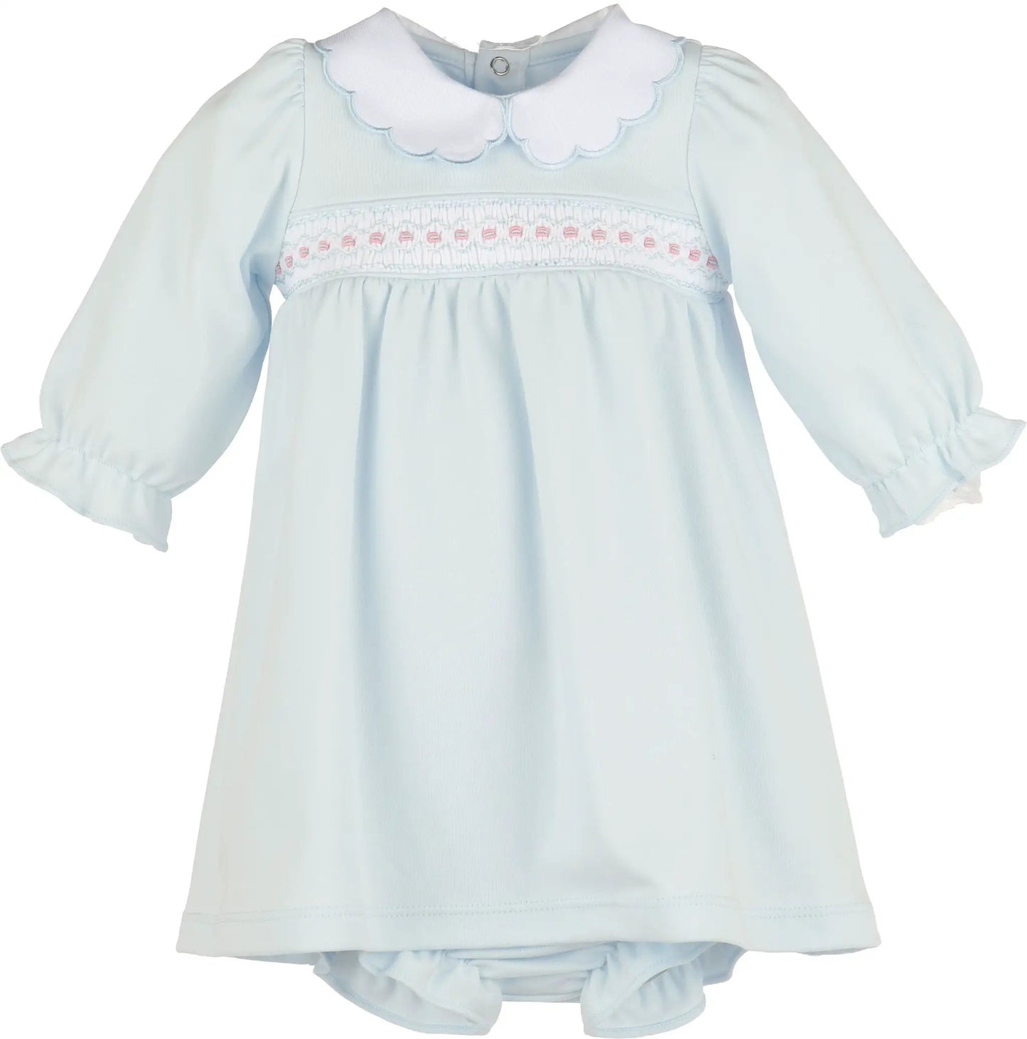 Luli & Me Girls Blue Warm Winter Home Smock Dress by Luli & Me