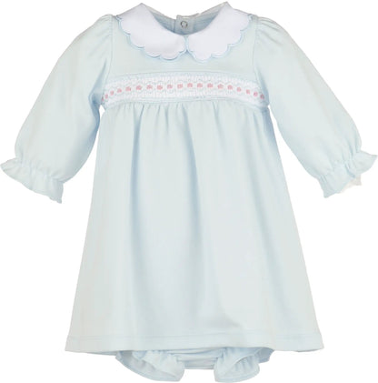 Luli & Me Girls Blue Warm Winter Home Smock Dress by Luli & Me