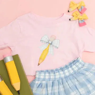 Sweet Wink Girls Pink Back to School Shirt - Pencil with Bow