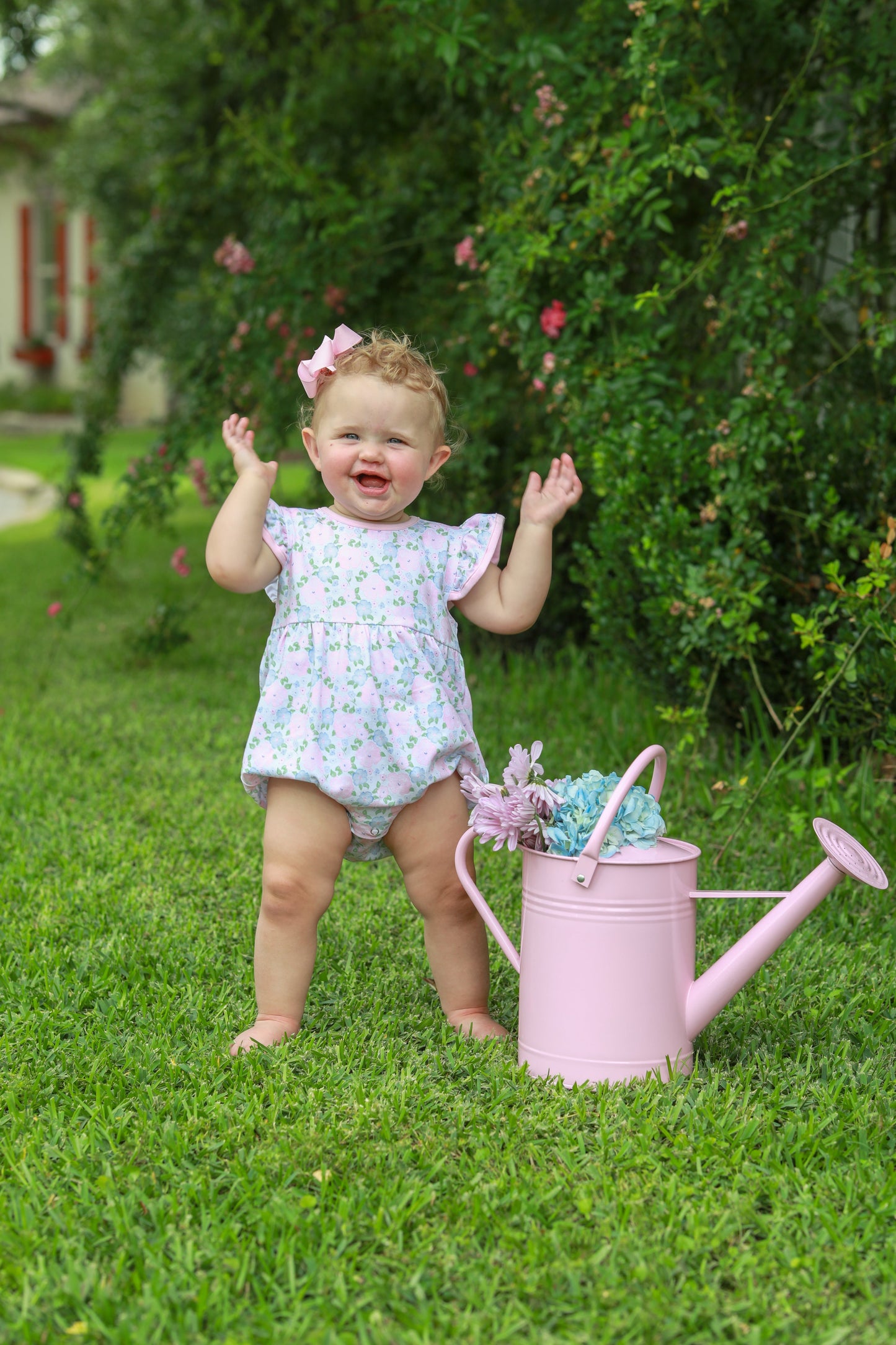 Trotter Street Kids Baby Girls Pink Floral Blossoms Bubble by Trotter Street Kids
