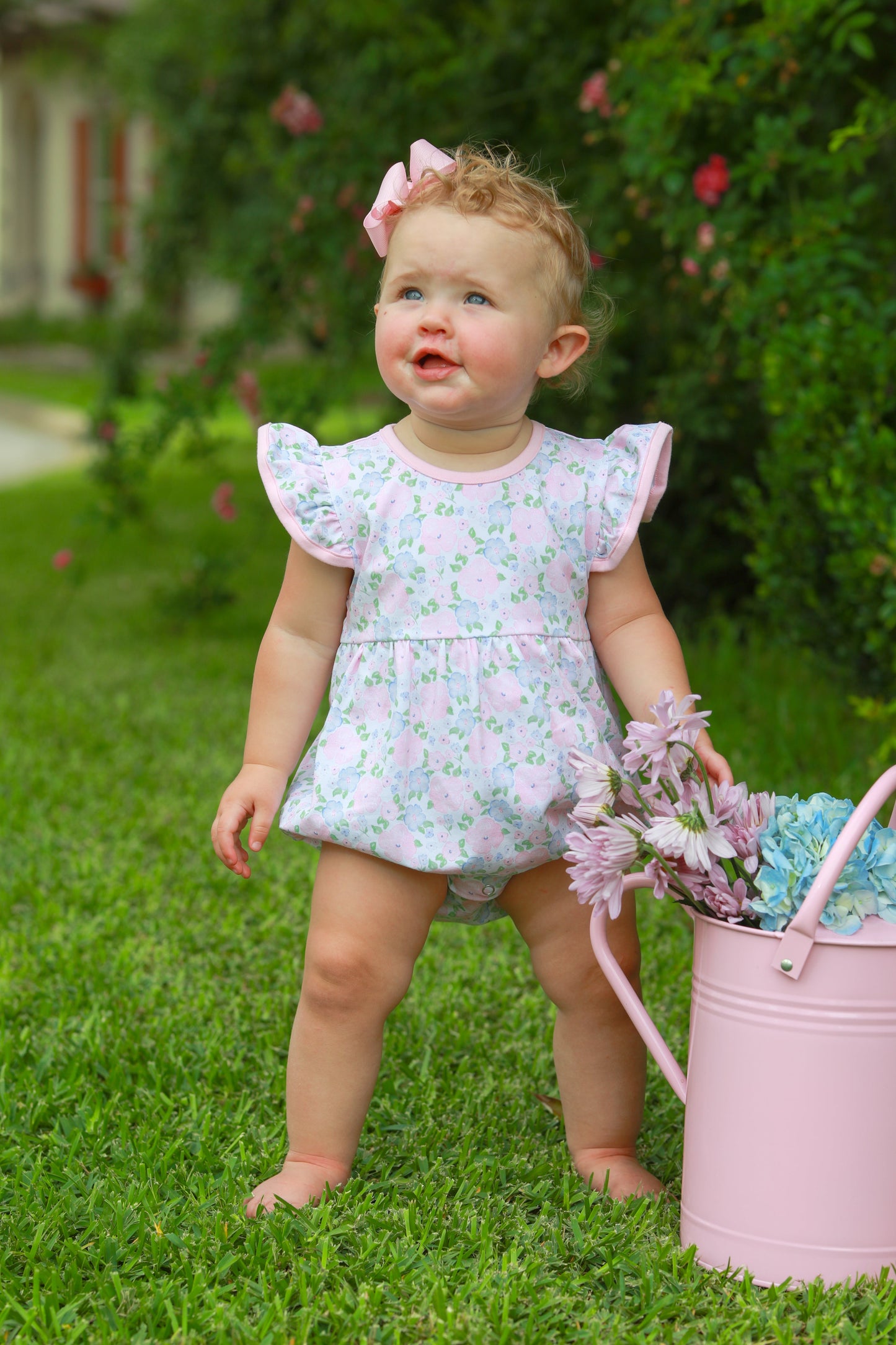 Trotter Street Kids Baby Girls Pink Floral Blossoms Bubble by Trotter Street Kids
