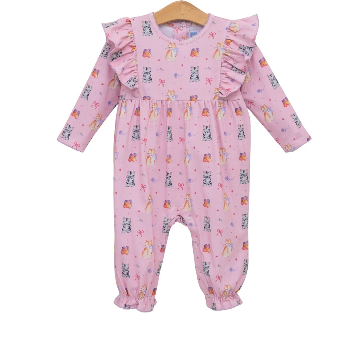Trotter Street Kids Baby Girls Pink Kitty Cat Fluffy Friends Romper