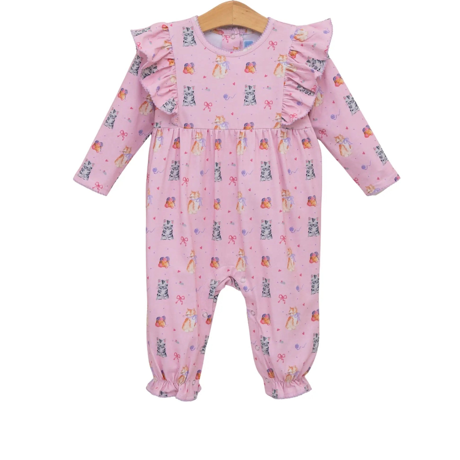 Trotter Street Kids Baby Girls Pink Kitty Cat Fluffy Friends Romper