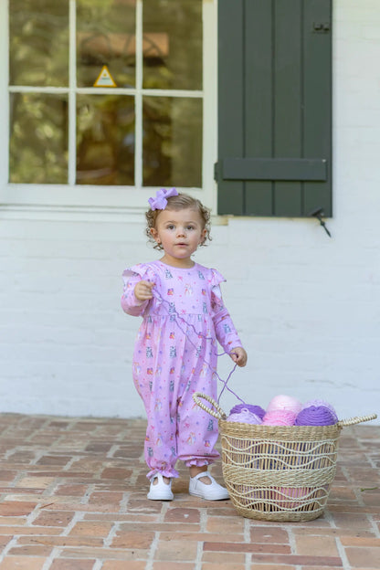 Trotter Street Kids Baby Girls Pink Kitty Cat Fluffy Friends Romper