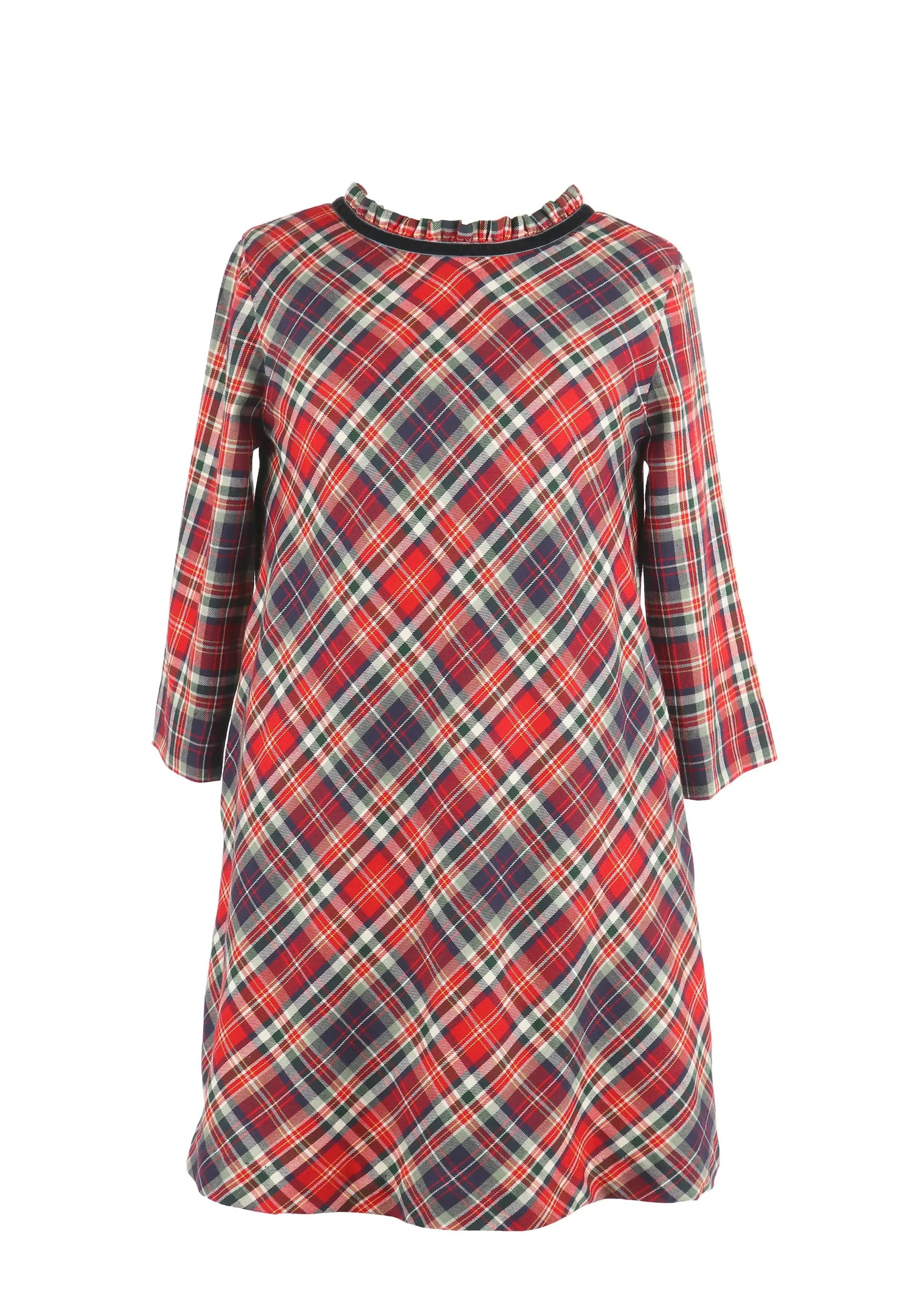 Luli & Me Gabby Girls Blair Dress - Bow in Back - Red Plaid