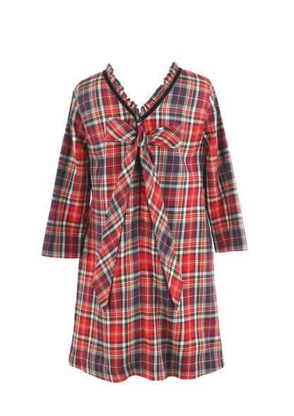 Luli & Me Gabby Girls Blair Dress - Bow in Back - Red Plaid