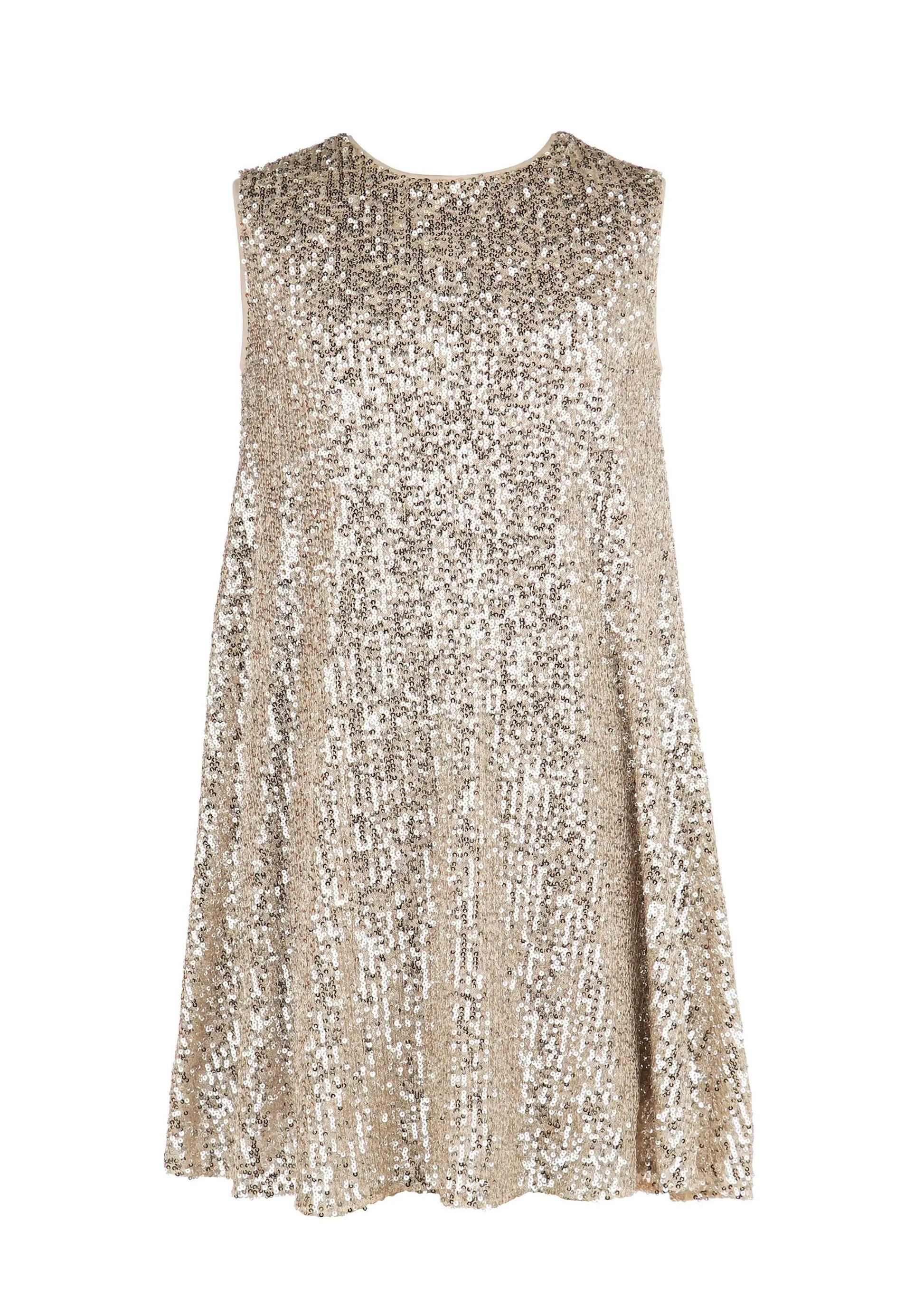 Luli & Me Gabby Girls Sleeveless Riley Holiday Party Dress - Gold Sequins