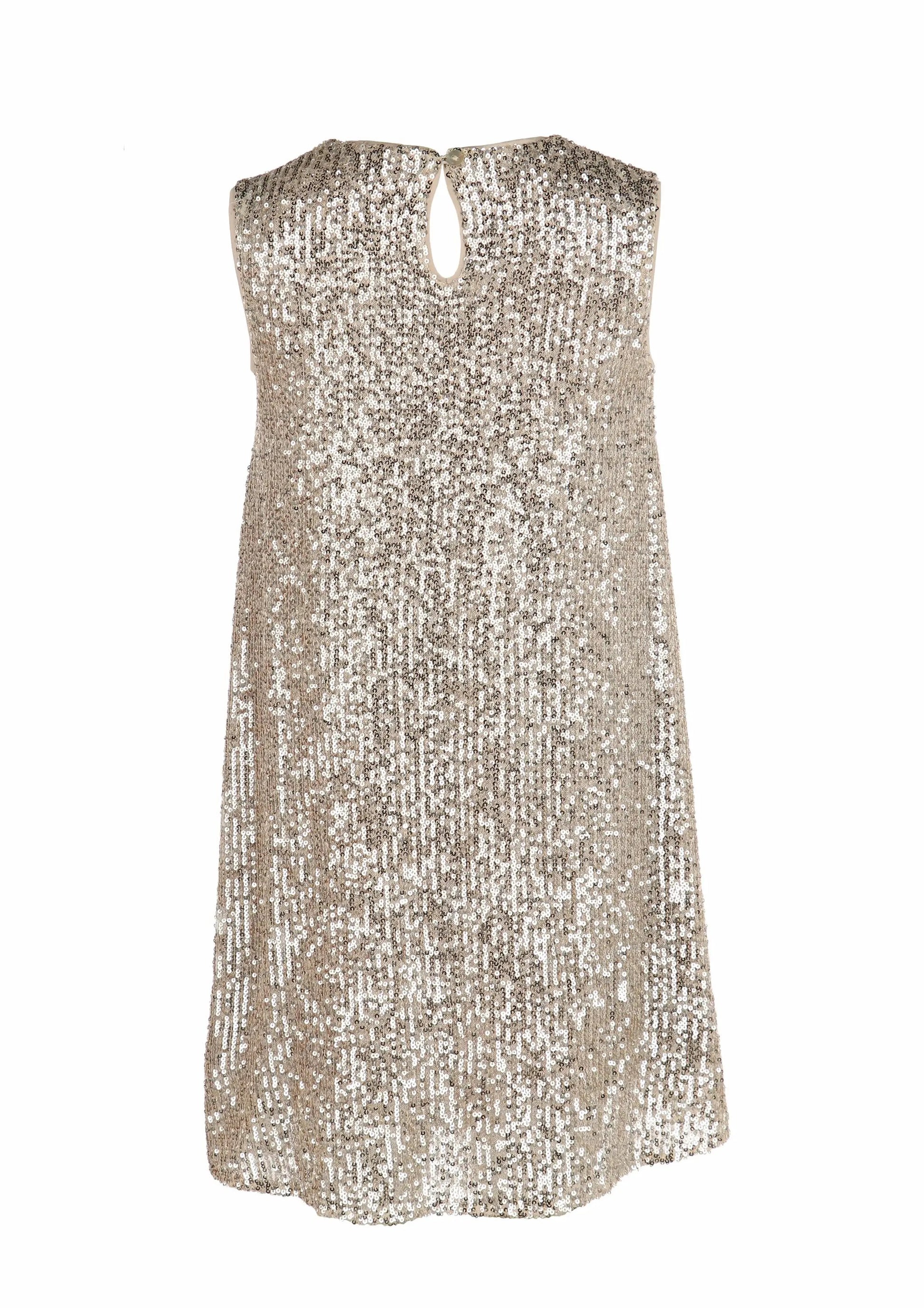 Luli & Me Gabby Girls Sleeveless Riley Holiday Party Dress - Gold Sequins