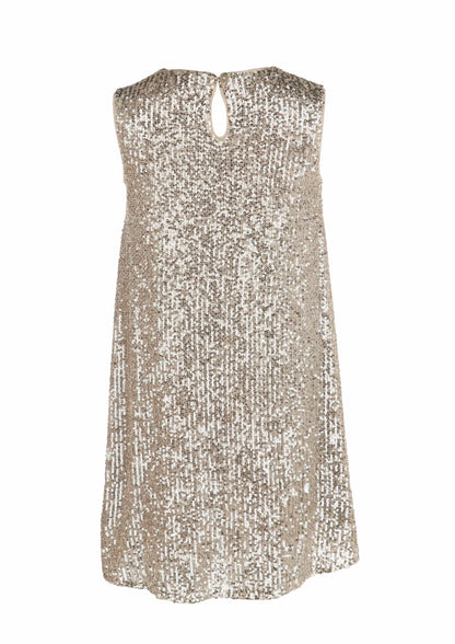 Luli & Me Gabby Girls Sleeveless Riley Holiday Party Dress - Gold Sequins by Luli & Me