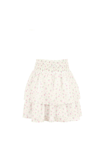 Luli & Me Gabby Girls Pink Floral Tiered Smocked Waist Skirt by Luli & Me