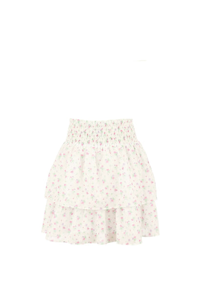 Luli & Me Gabby Girls Pink Floral Tiered Smocked Waist Skirt by Luli & Me