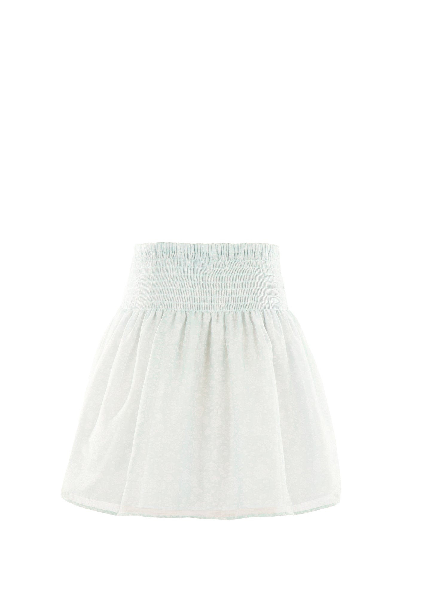 Luli & Me Gabby Girls Smocked Waist Skirt - Aqua Floral by Luli & Me