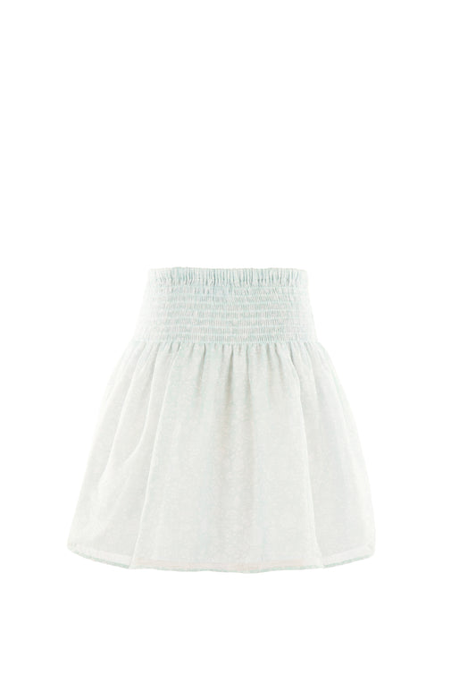 Luli & Me Gabby Girls Smocked Waist Skirt - Aqua Floral by Luli & Me