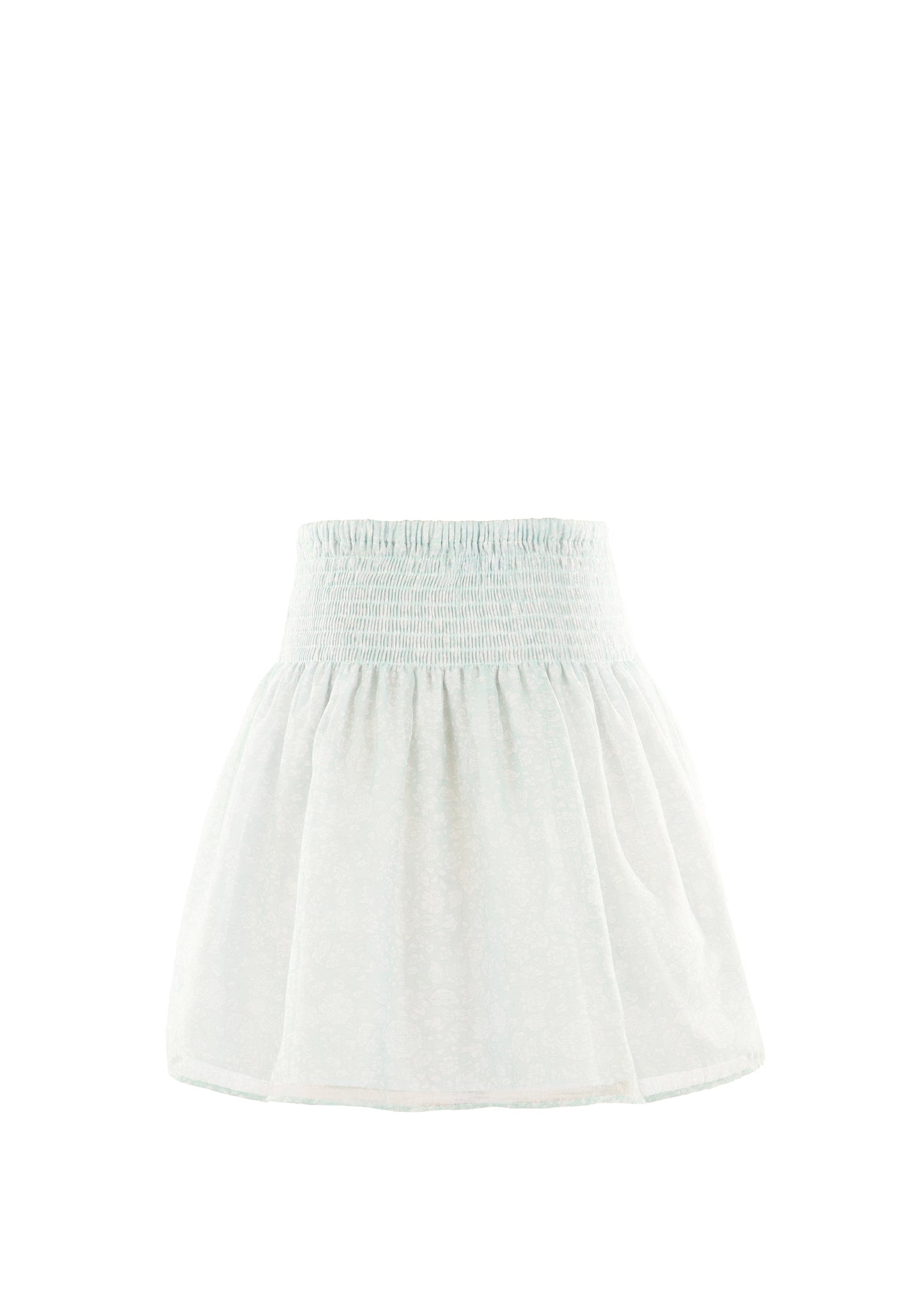 Luli & Me Gabby Girls Smocked Waist Skirt - Aqua Floral by Luli & Me
