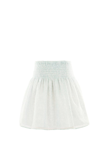 Luli & Me Gabby Girls Smocked Waist Skirt - Aqua Floral by Luli & Me