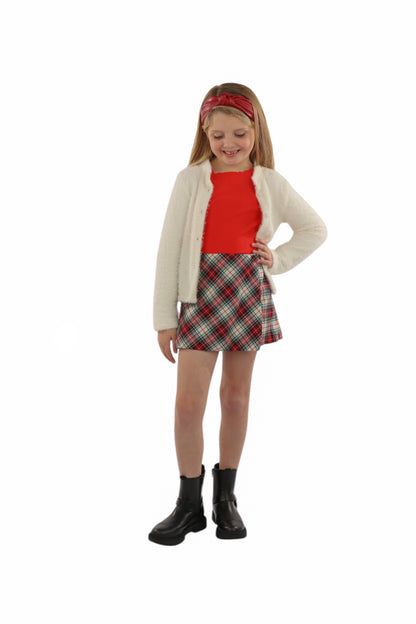 Luli & Me Gabby Girls Red Holiday Plaid Avery Skort by Luli & Me