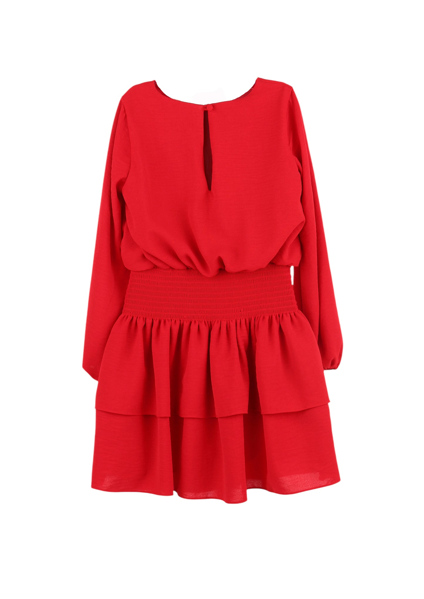 Luli & Me Gabby Girls Amelia Dress - Smocked Waist - Christmas Red by Luli & Me