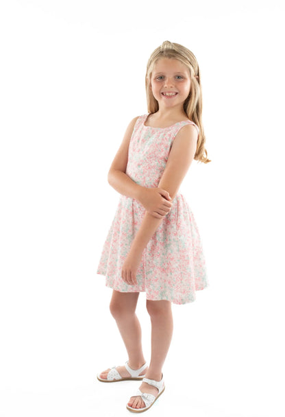 Luli & Me Gabby Girls Pink Floral Sleeveless Willow Dress by Luli & Me