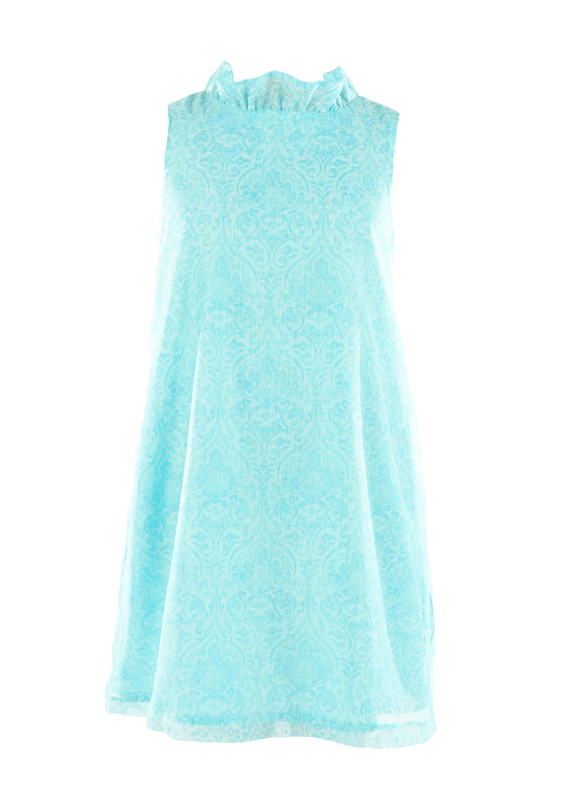 Luli & Me Gabby Girls Blair Dress with Bow in Back - Aqua Print