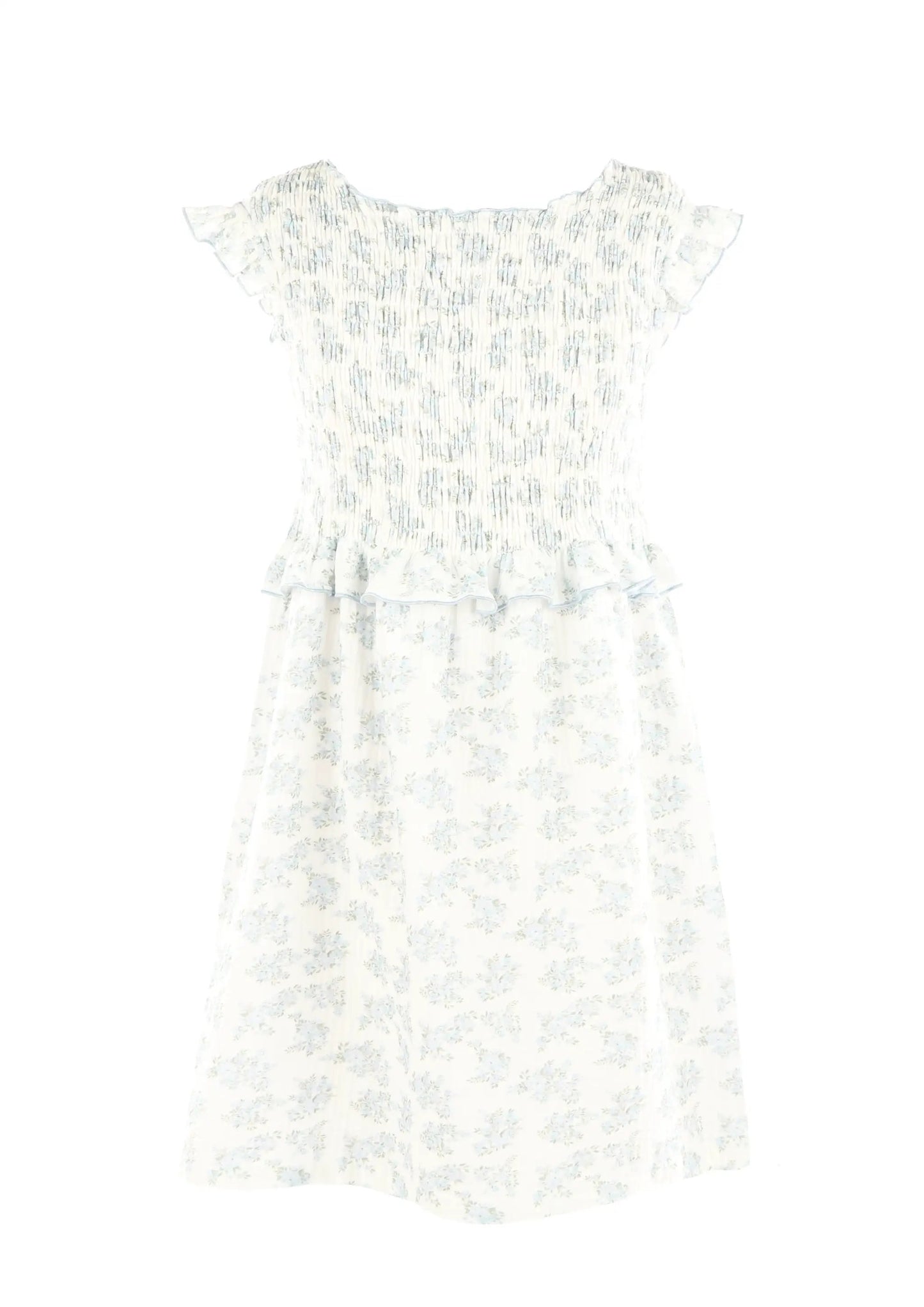 Luli & Me Gabby Girls Smocked Hazel Dress - Blue Floral by Luli & Me
