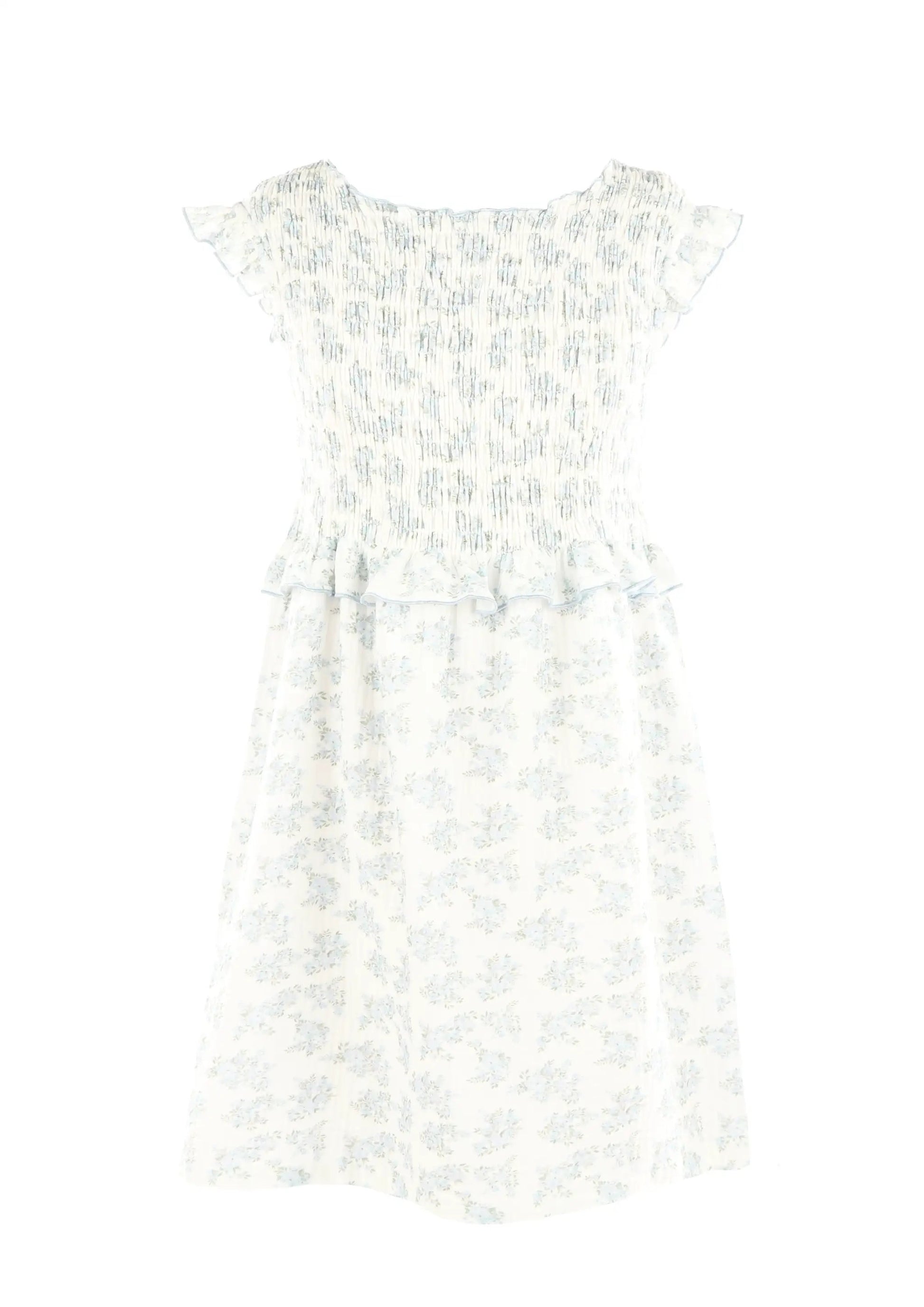 Luli & Me Gabby Girls Smocked Hazel Dress - Blue Floral