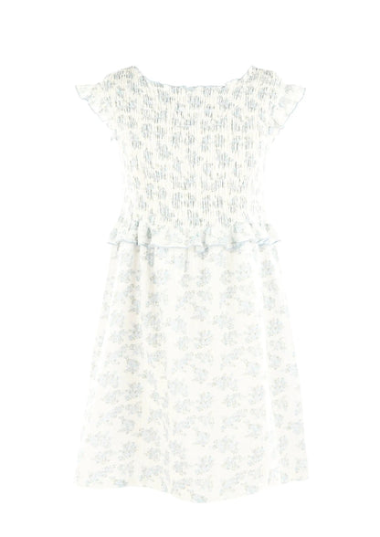 Luli & Me Gabby Girls Smocked Hazel Dress - Blue Floral by Luli & Me