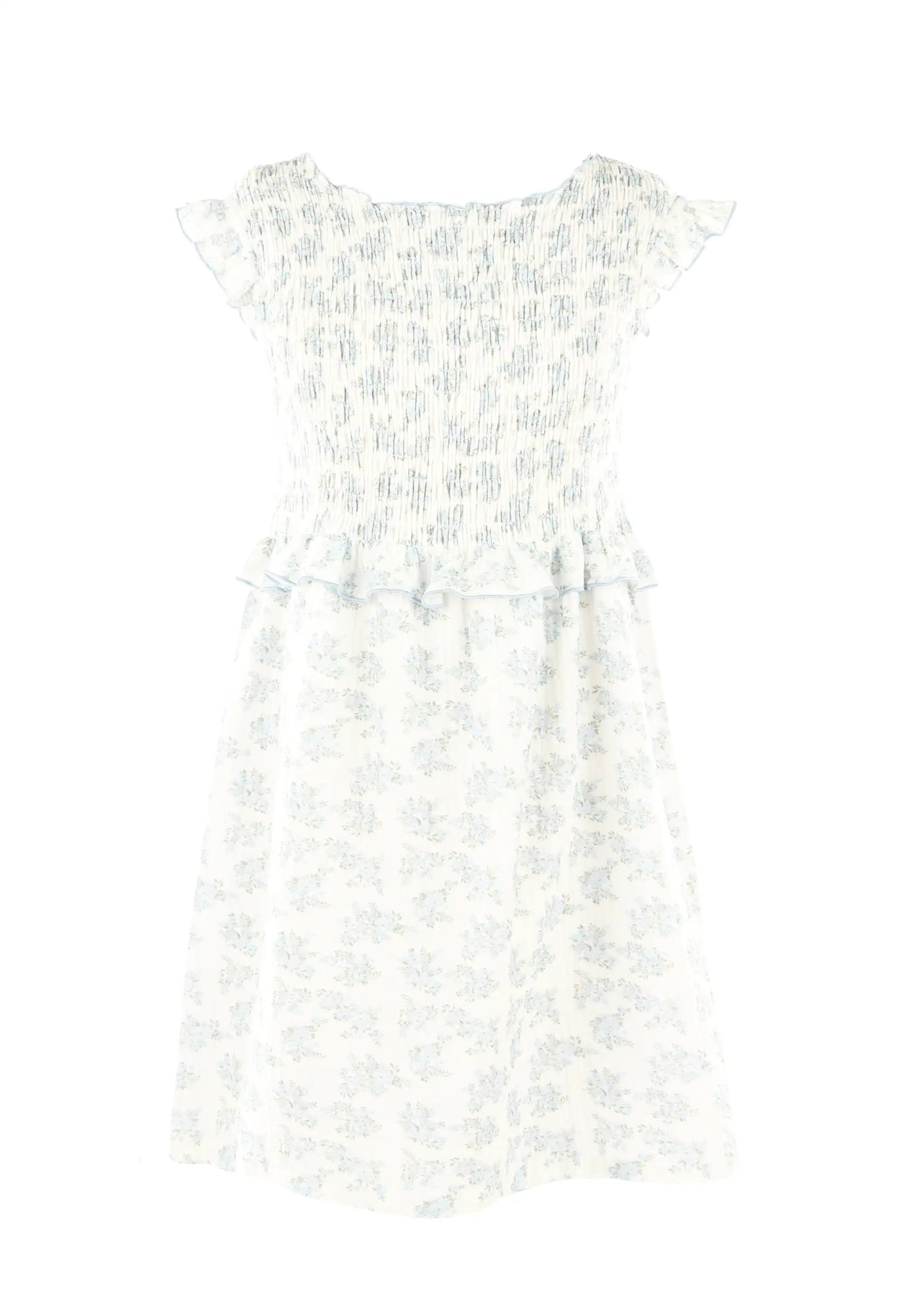 Luli & Me Gabby Girls Smocked Hazel Dress - Blue Floral by Luli & Me