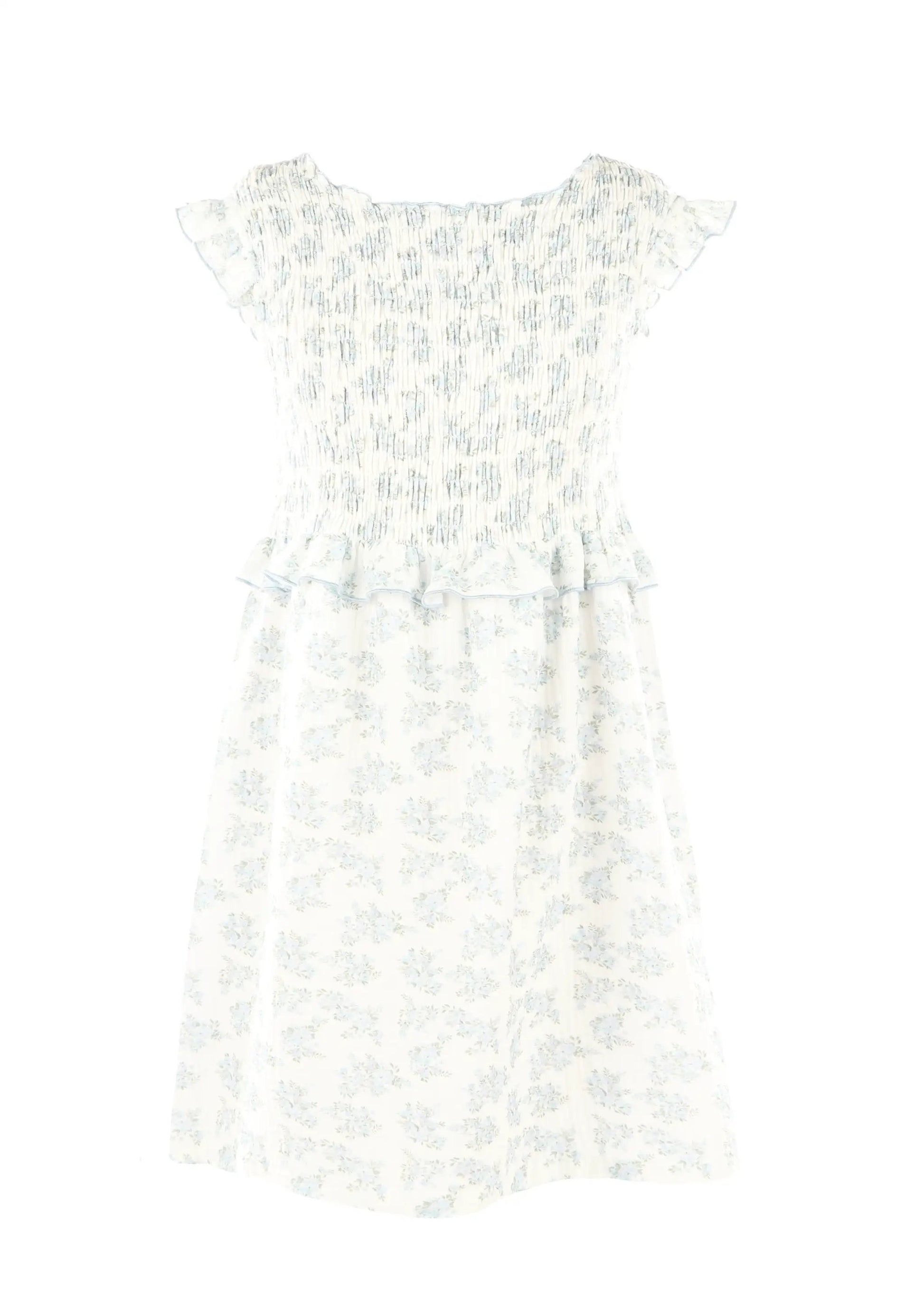 Luli & Me Gabby Girls Smocked Hazel Dress - Blue Floral