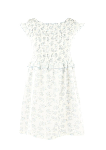 Luli & Me Gabby Girls Smocked Hazel Dress - Blue Floral by Luli & Me