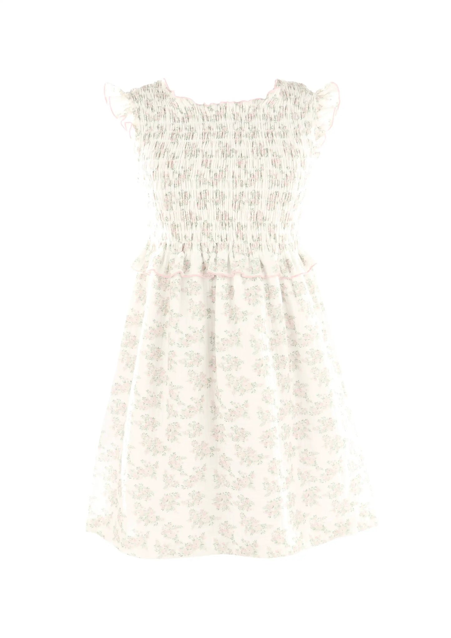 Luli & Me Gabby Girls Smocked Hazel Dress - Pink Floral by Luli & Me