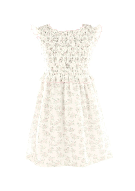 Luli & Me Gabby Girls Smocked Hazel Dress - Pink Floral by Luli & Me