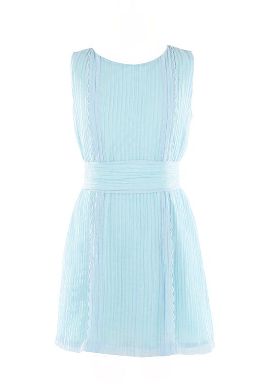 Luli & Me Gabby Girls Grace Sleeveless Dress with Belt - Blue by Luli & Me