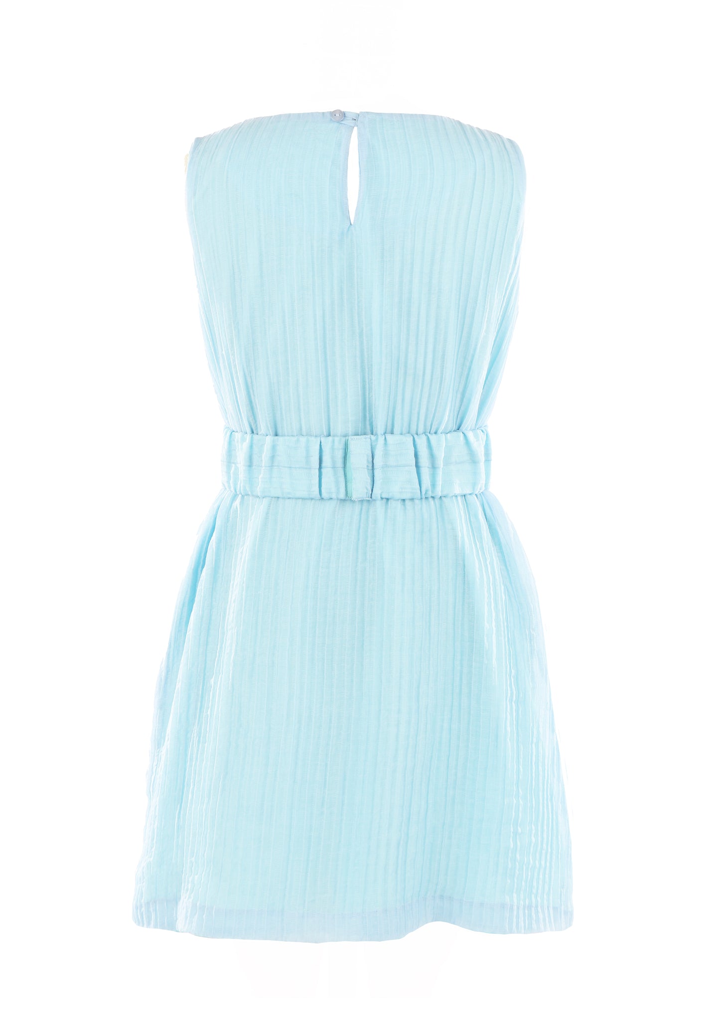 Luli & Me Gabby Girls Grace Sleeveless Dress with Belt - Blue by Luli & Me