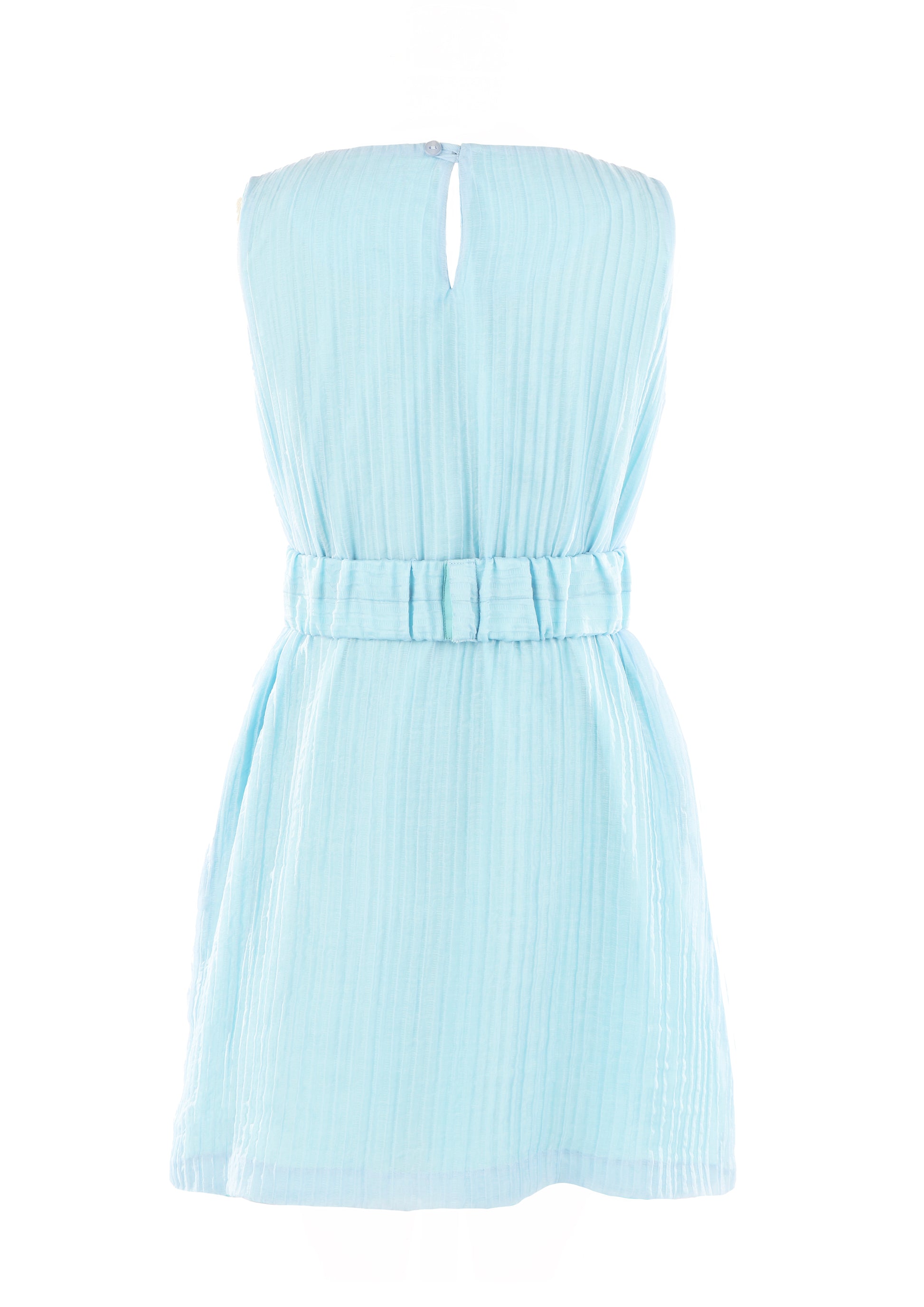 Luli & Me Gabby Girls Grace Sleeveless Dress with Belt - Blue