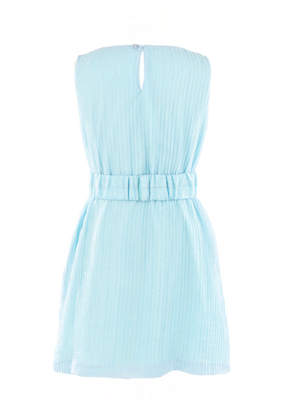 Luli & Me Gabby Girls Grace Sleeveless Dress with Belt - Blue by Luli & Me