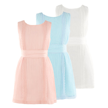 Luli & Me Gabby Girls Grace Sleeveless Dress with Belt - Pink by Luli & Me